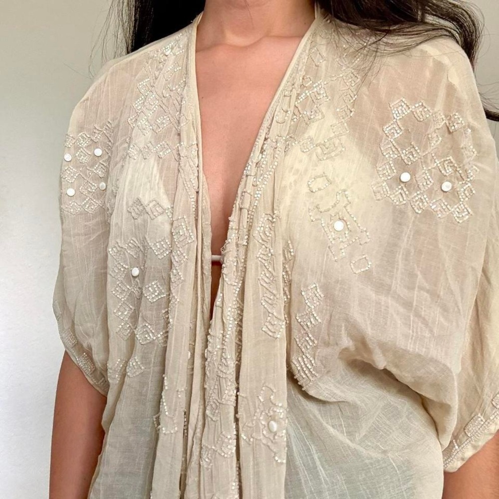 Love Sam Cream Beaded Boho Cardigan - Picture 5 of 8